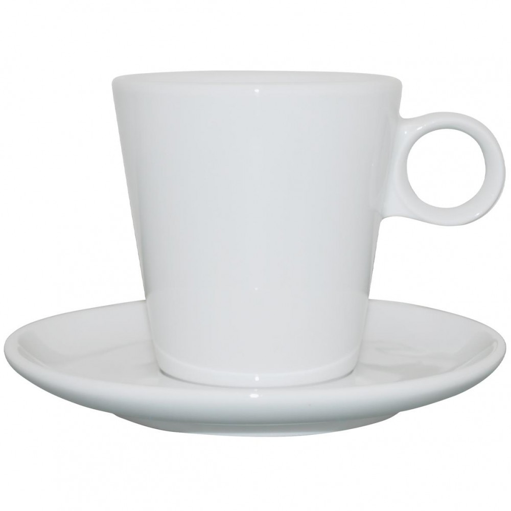 White Lukas Cappuccino SET with a capacity of 19.5 cl. both cup and saucer suitable for printing White Lukas Cappuccino SET with a capacity of 19.5 cl. both cup and saucer suitable for printing